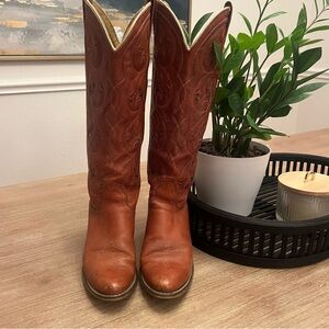 Vintage Acme Tan and Brown Cowboy Boots